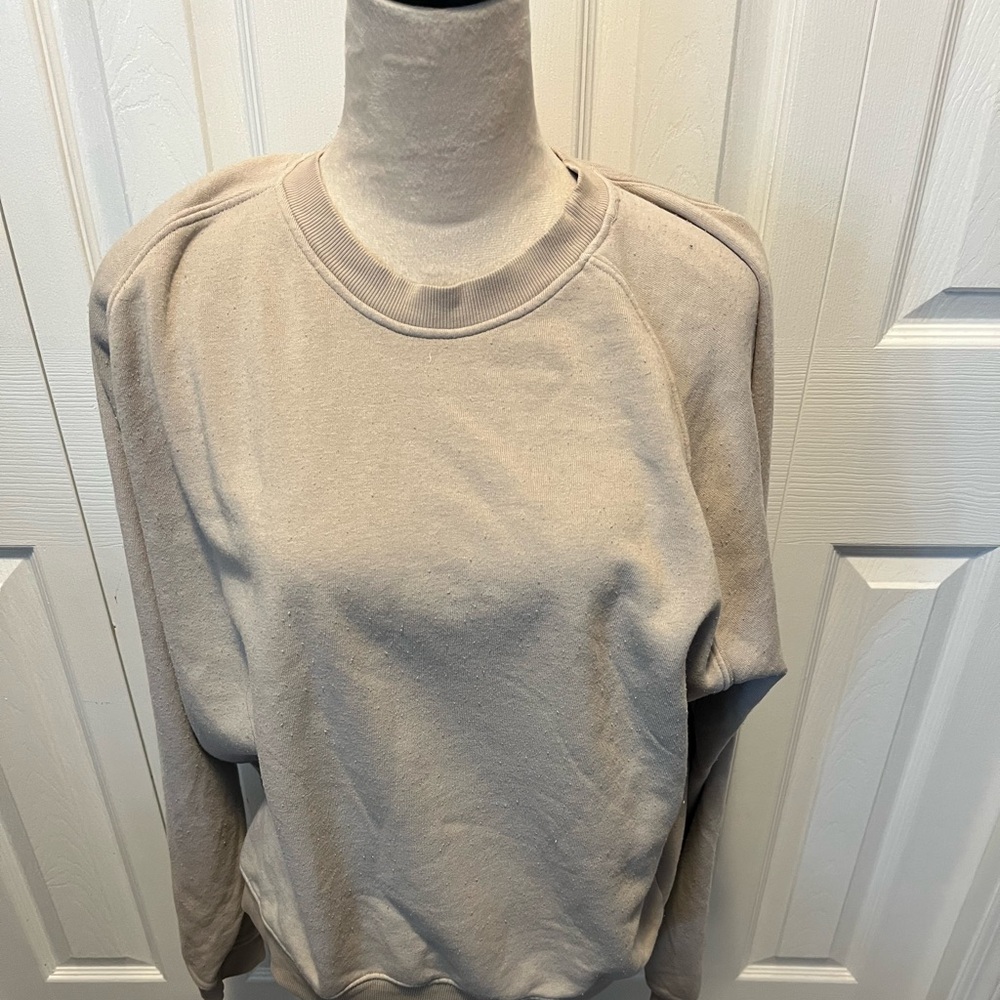 Camo Fleece Size L Beige Crewneck Sweatshirt New With Tags